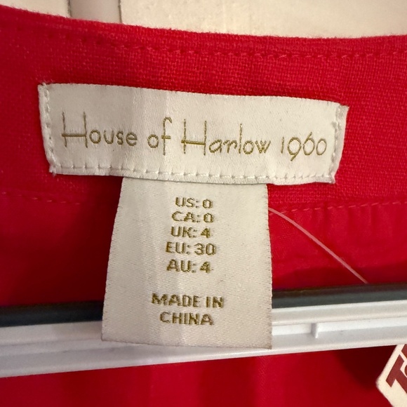 House of Harlow 1960 Fit Flare Puff Sleeve Linen Dress Fuchsia 45201 - Picture 6 of 12